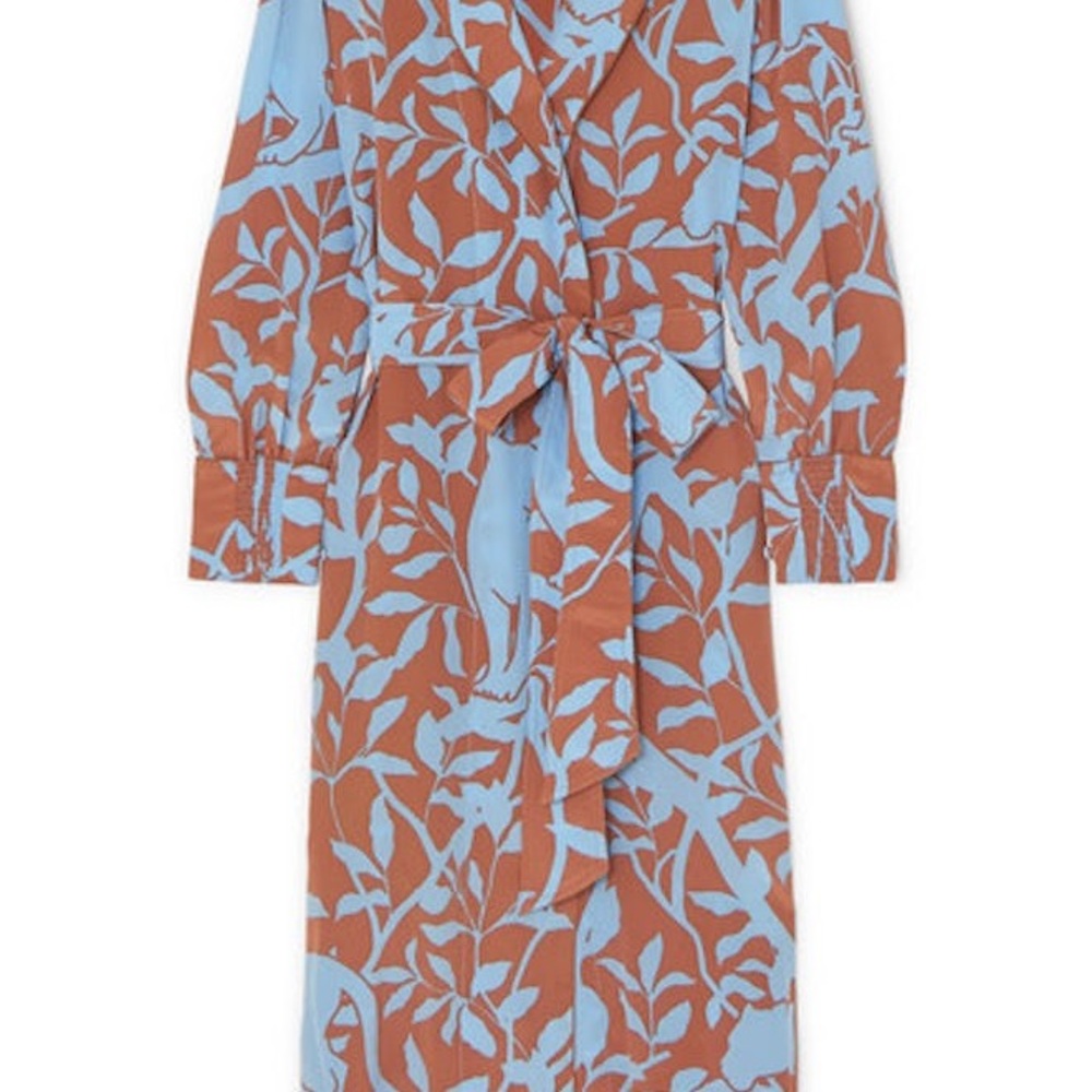 Johanna Ortiz Blue and Brown Silk Printed Jacket